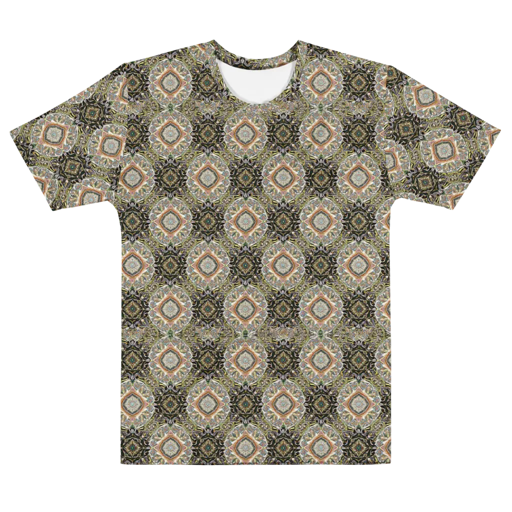 Mosaic Nocturne on Men's Cotton Crew Neck T-Shirt — Front