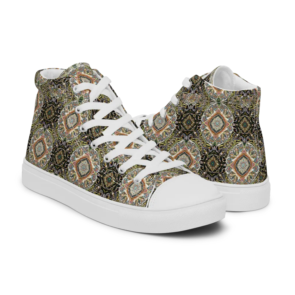 Mosaic Nocturne on Men's High Top Canvas Shoes — Right