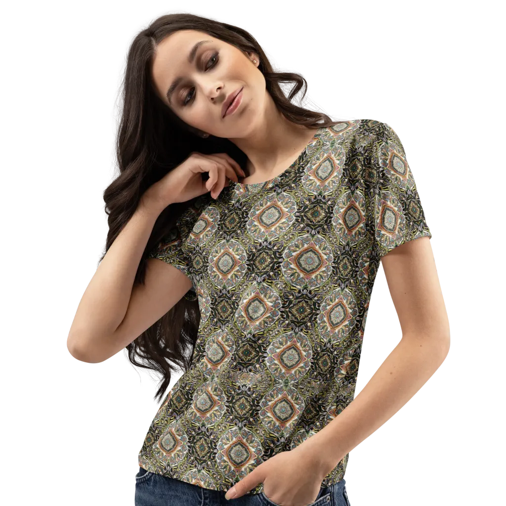 Mosaic Nocturne on Women's Crew Neck T-Shirt — Left Front