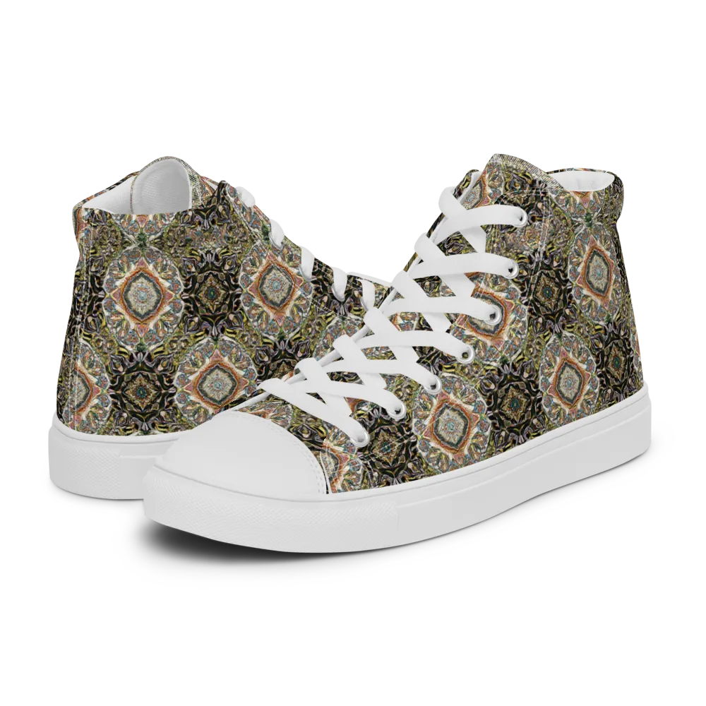 Mosaic Nocturne on Women's High Top Canvas Shoes — Left