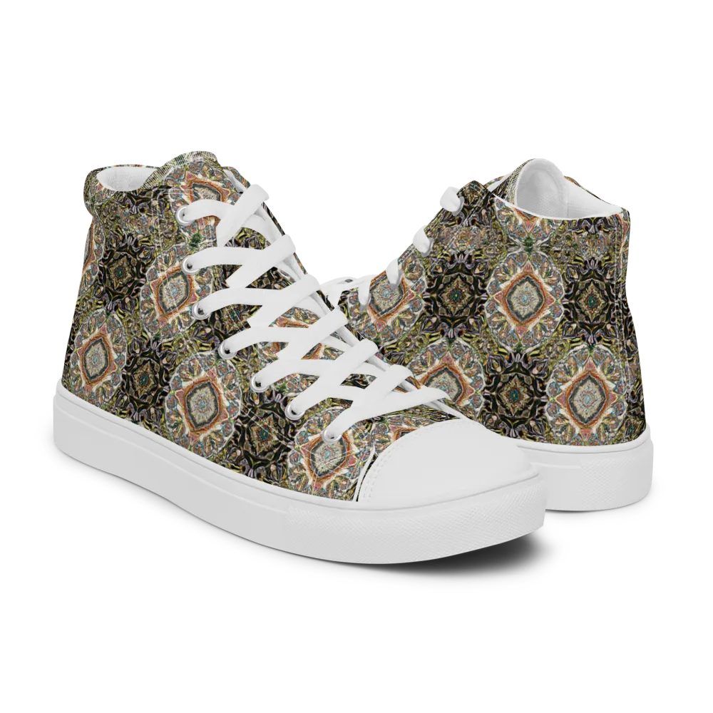 Mosaic Nocturne on Women's High Top Canvas Shoes — Right