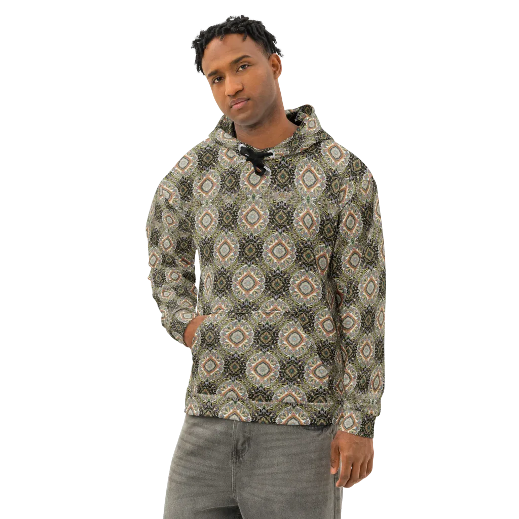 Mosaic Nocturne on Cotton Hoodie — Left Front