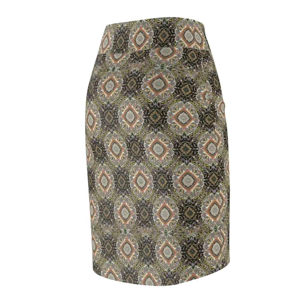 Mosaic Nocturne on Pencil Skirt — Back Side
