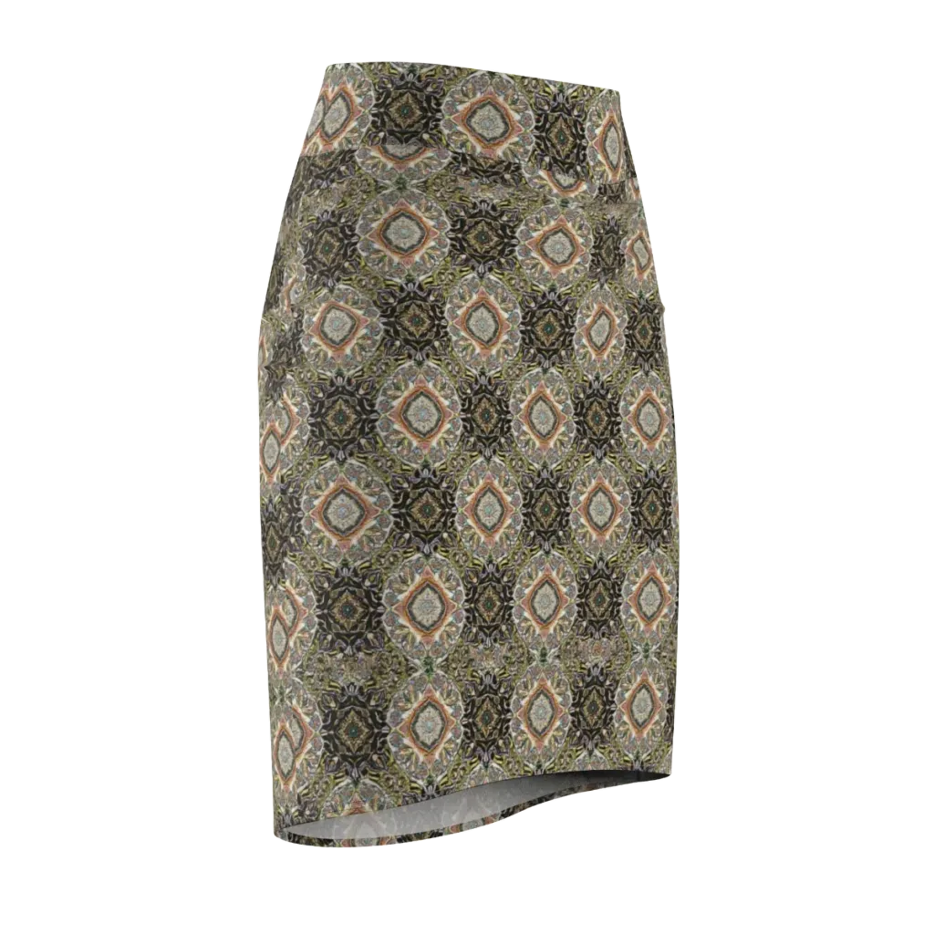 Mosaic Nocturne on Pencil Skirt — Front Side