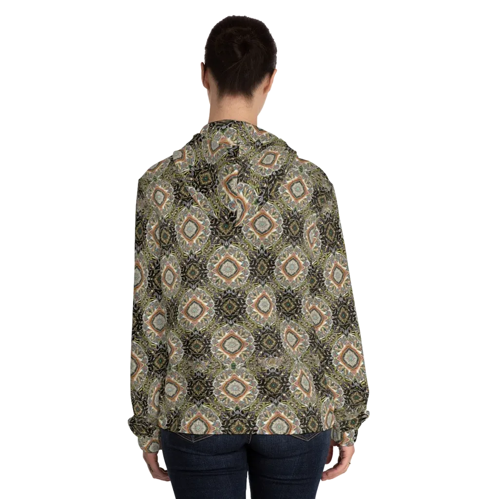 Mosaic Nocturne on Women's Full-Zip Hoodie — Back On Person