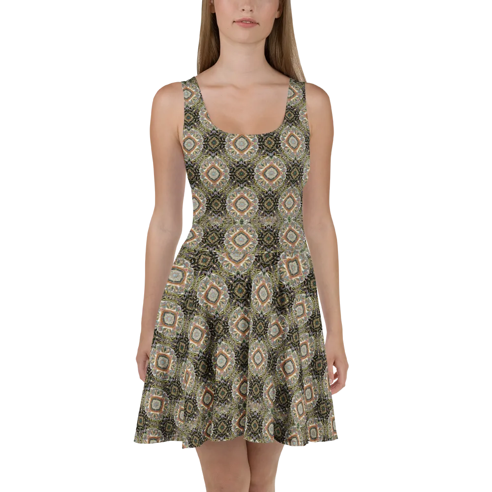 Mosaic Nocturne on Skater Dress — Front