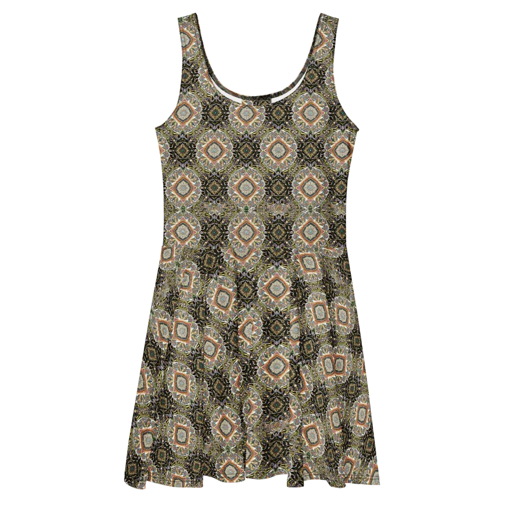 Mosaic Nocturne on Skater Dress — Front