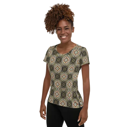 Mosaic Nocturne on a Women's Athletic T-Shirt