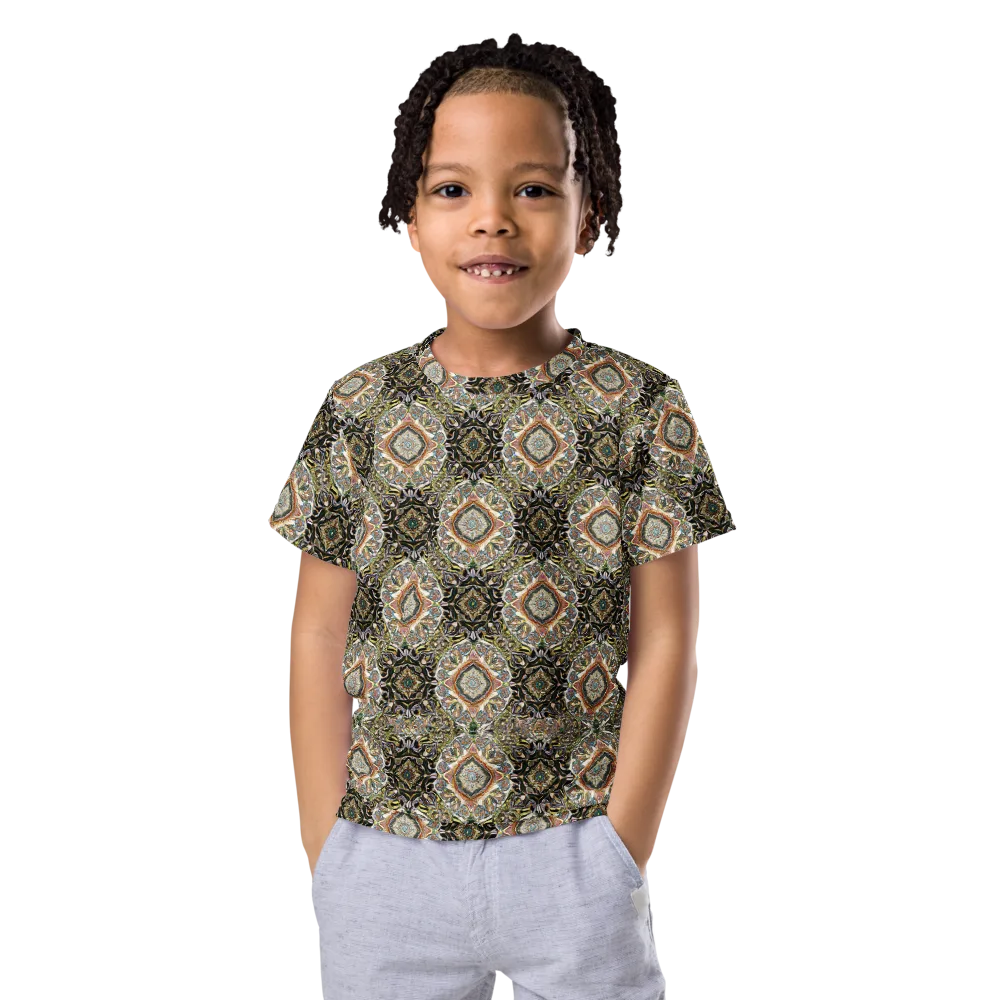 Mosaic Nocturne on Kids Crew Neck T-Shirt — Front