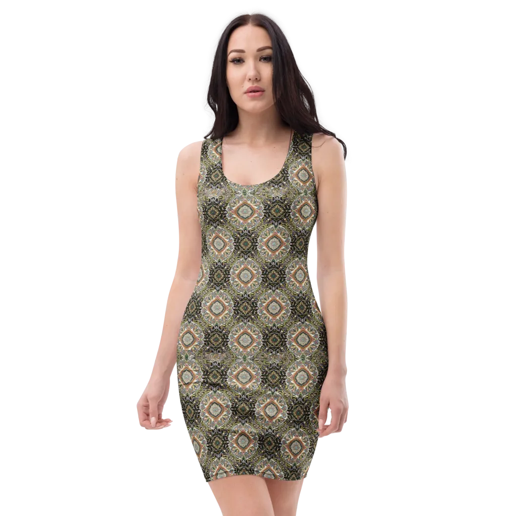Mosaic Nocturne on Bodycon Dress — Front