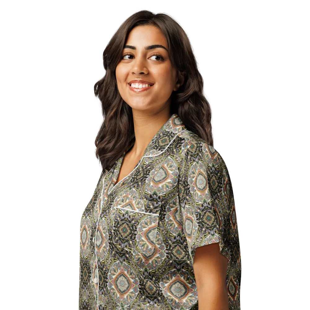 Mosaic Nocturne on Women's Short Sleeve Pajama Top — Left Front