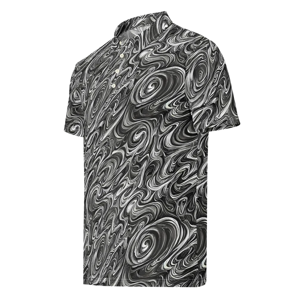 Noir Marble on Men's Slim Fit Polo Shirt — Left Front