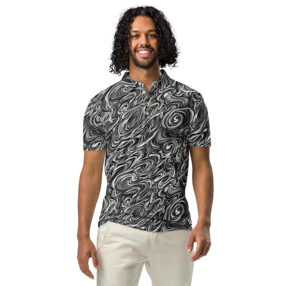 Noir Marble on Men's Slim Fit Polo Shirt — Front
