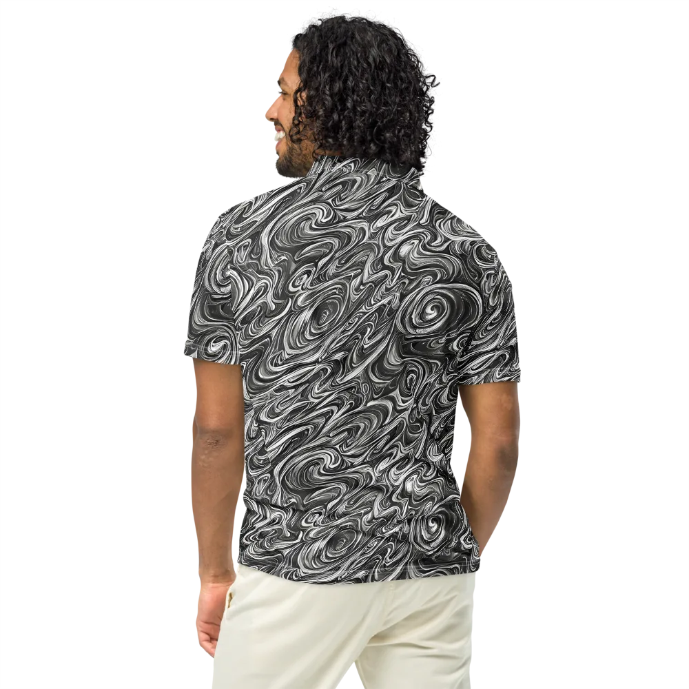 Noir Marble on Men's Slim Fit Polo Shirt — Back
