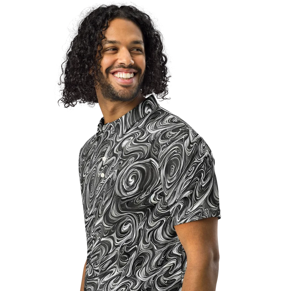 Noir Marble on Men's Slim Fit Polo Shirt — Left Front