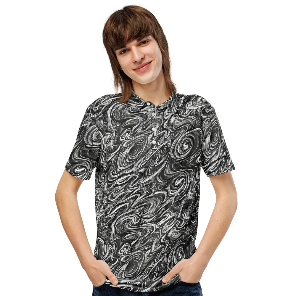 Noir Marble on Men's Slim Fit Polo Shirt — Front