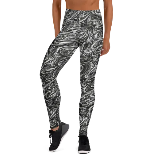 Noir Marble on a Yoga Leggings