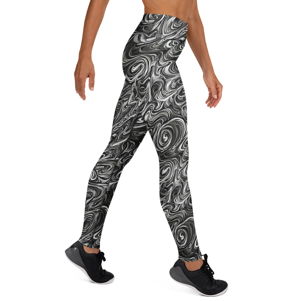 Noir Marble on Yoga Leggings — Right