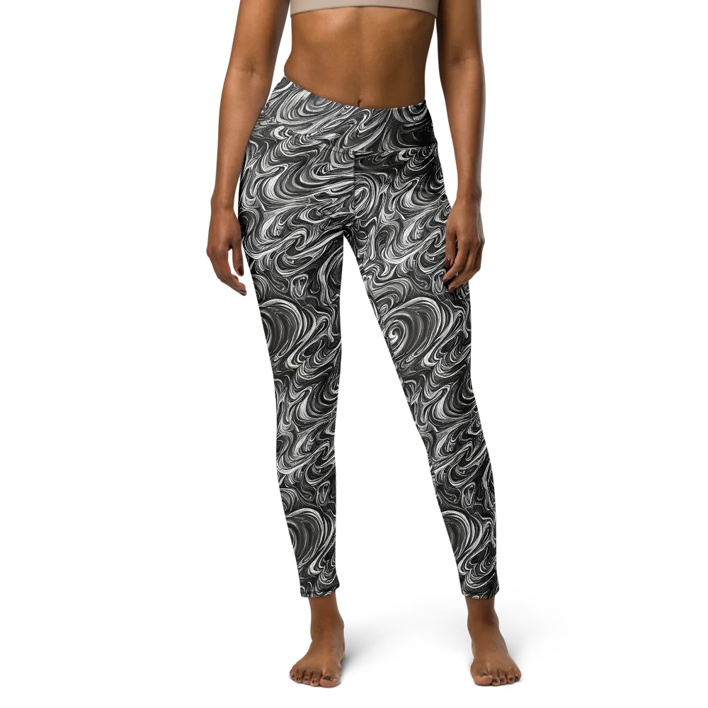 Noir Marble on Yoga Leggings — Front