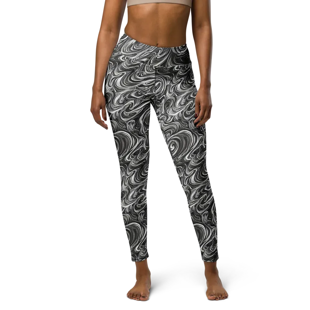 Noir Marble on Yoga Leggings — Front