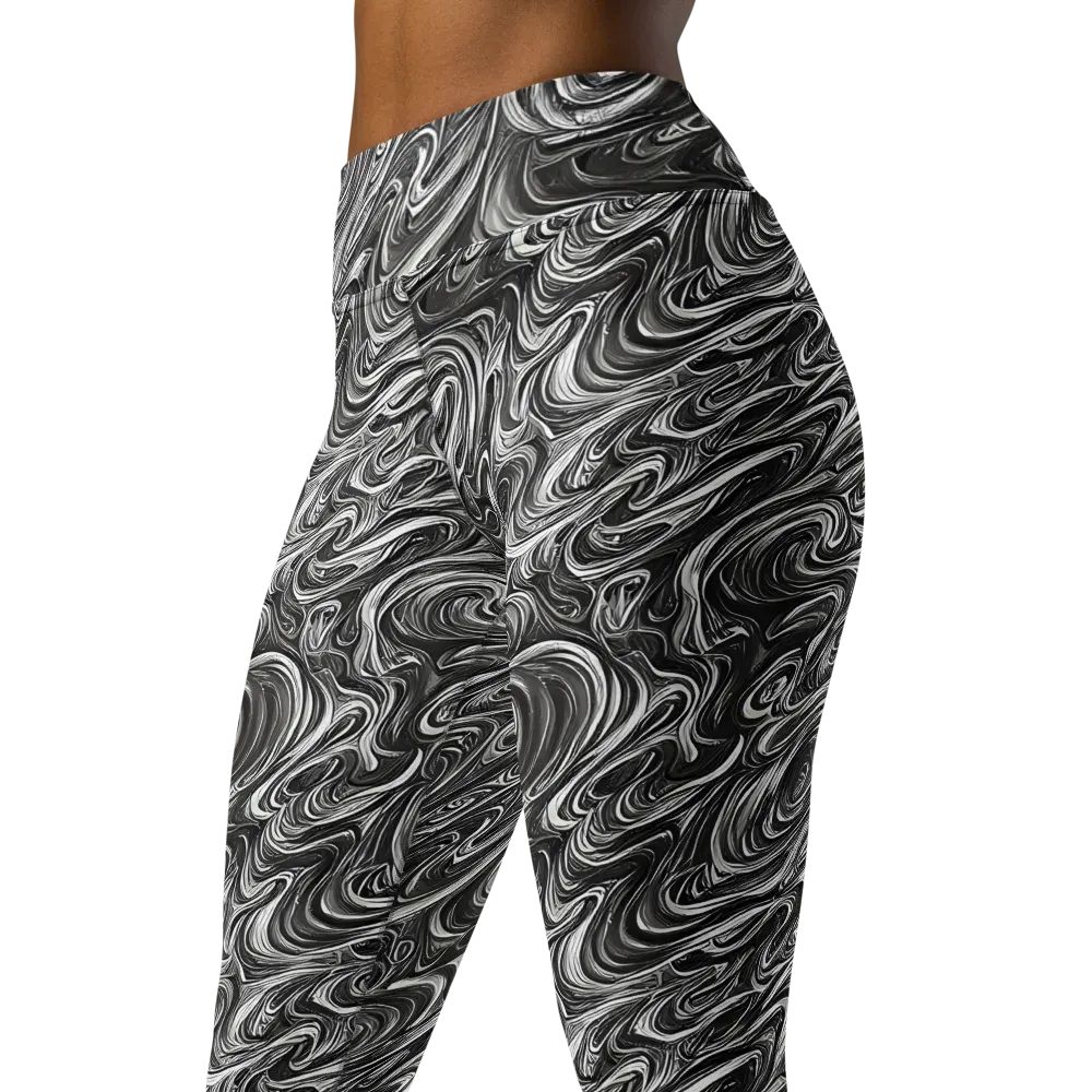 Noir Marble on Yoga Leggings — Left Front