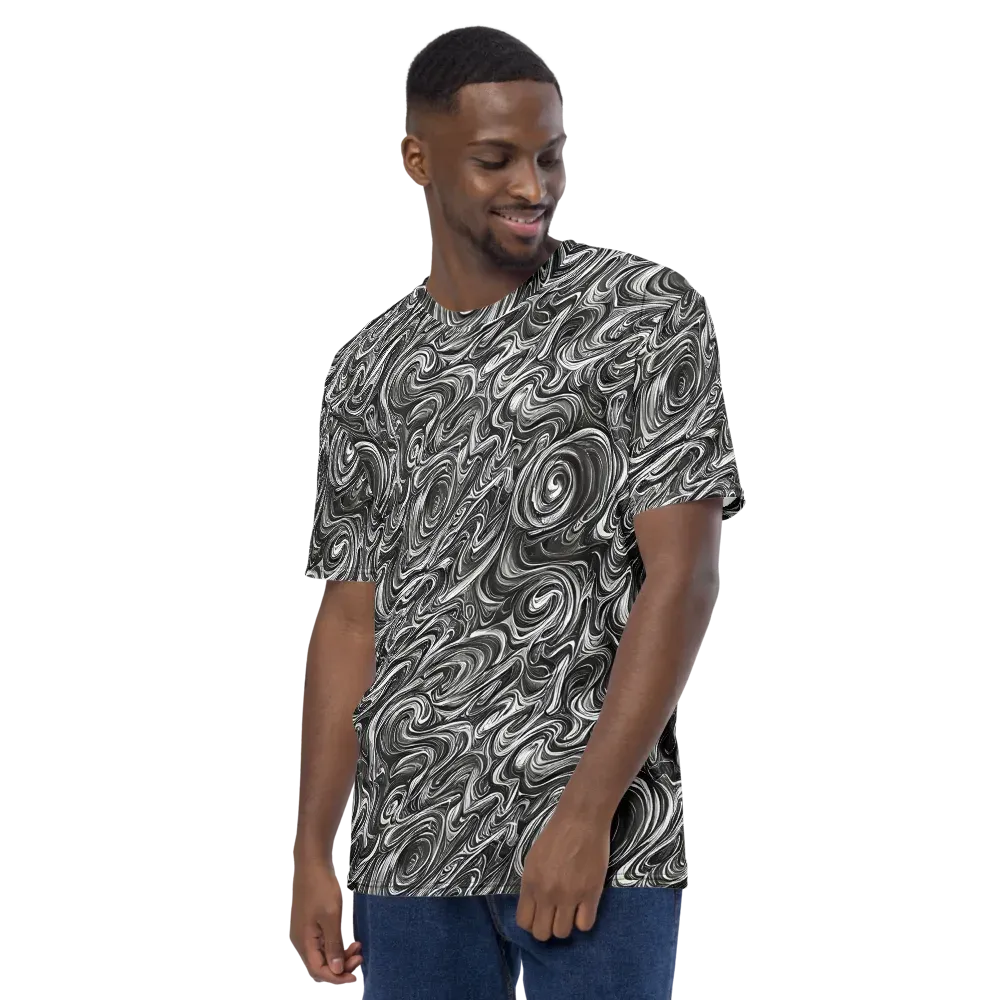 Noir Marble on Men's Crew Neck T-Shirt — Left