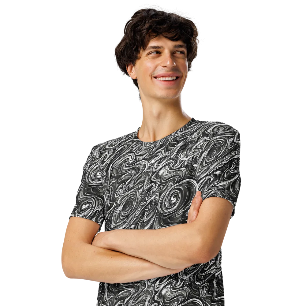 Noir Marble on Men's Crew Neck T-Shirt — Left Front
