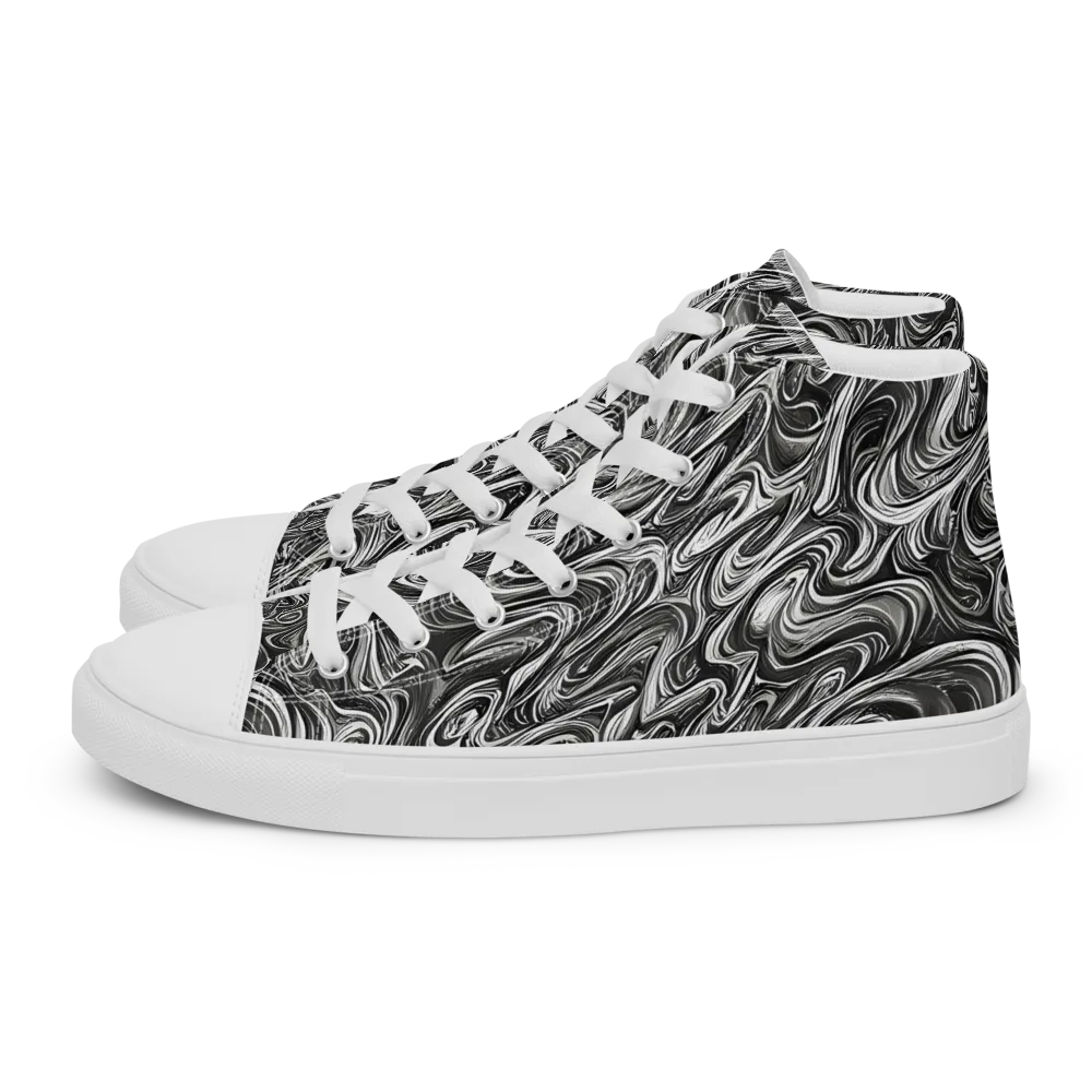 Noir Marble on Men's High Top Canvas Shoes — Left