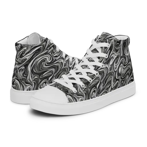 Noir Marble on a Men's High Top Canvas Shoes