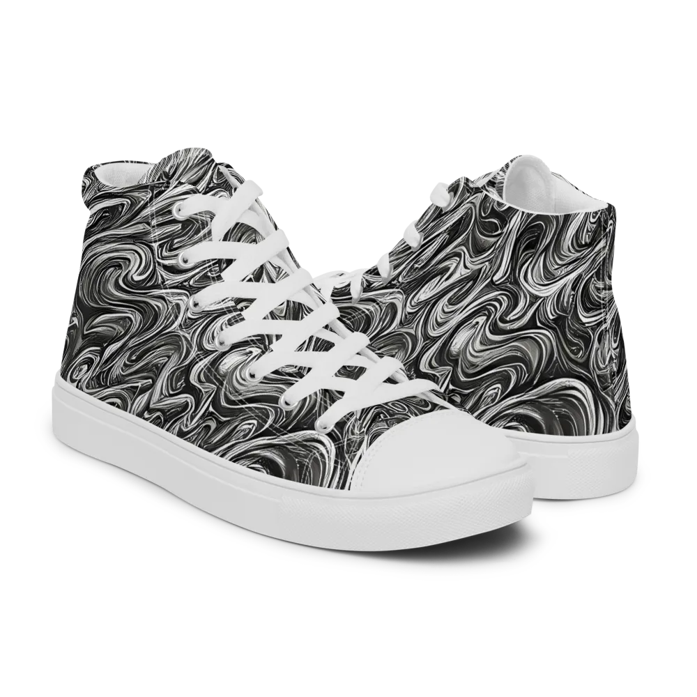 Noir Marble on Men's High Top Canvas Shoes — Right