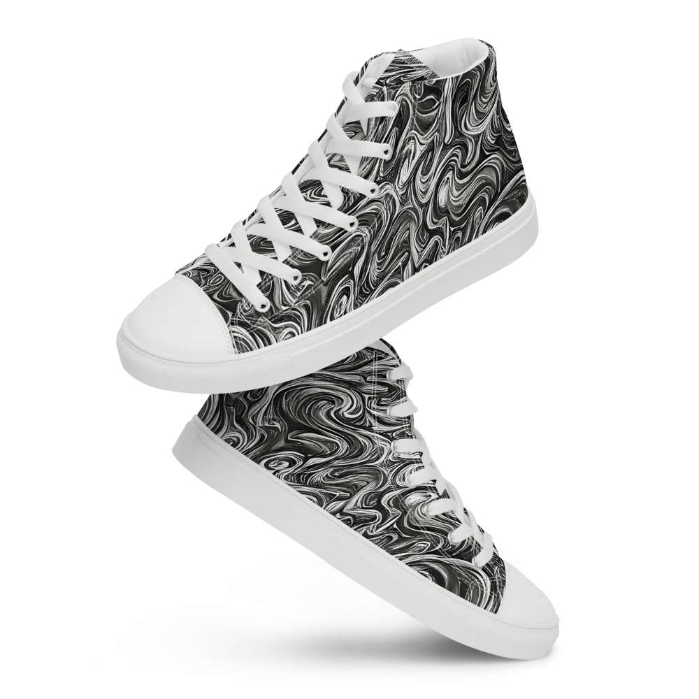 Noir Marble on Men's High Top Canvas Shoes — Front