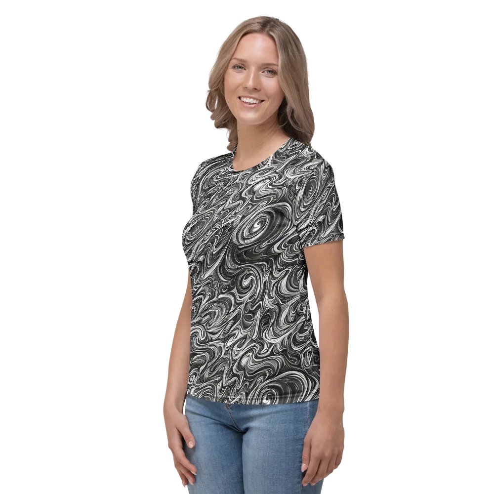 Noir Marble on Women's Crew Neck T-Shirt — Left