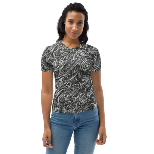 Noir Marble on a Women's Crew Neck T-Shirt