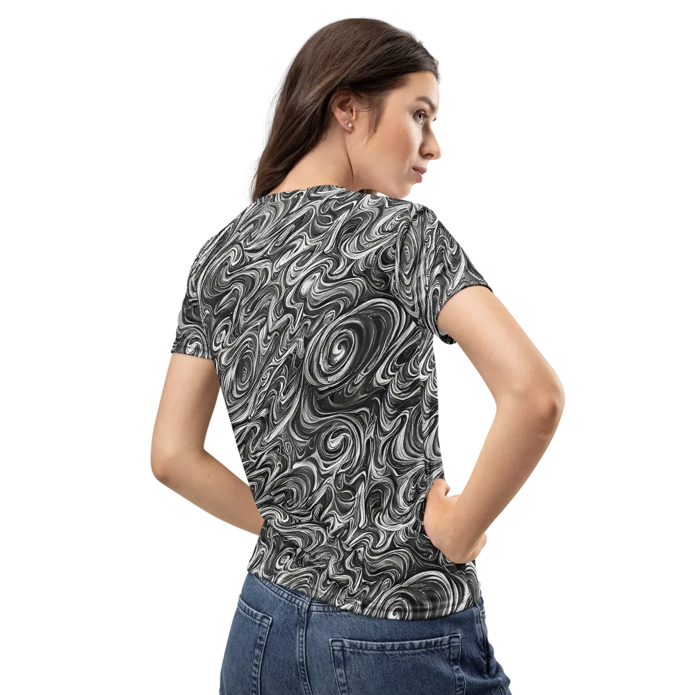 Noir Marble on Women's Crew Neck T-Shirt — Back