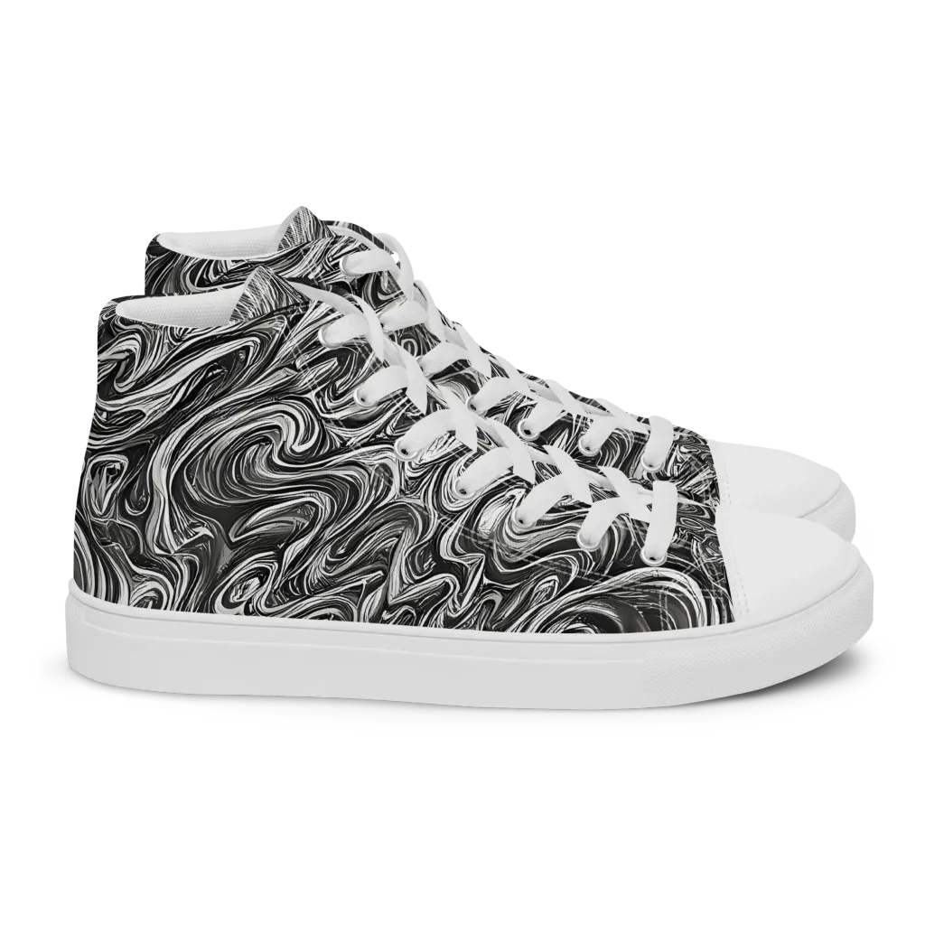 Noir Marble on Women's High Top Canvas Shoes — Right