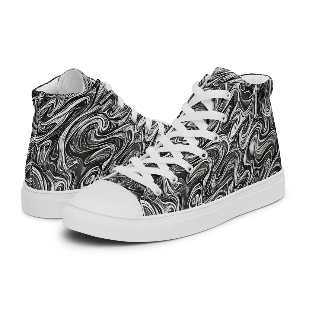 Noir Marble on Women's High Top Canvas Shoes — Left