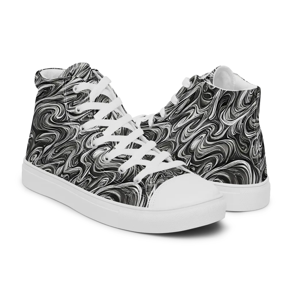 Noir Marble on Women's High Top Canvas Shoes — Right