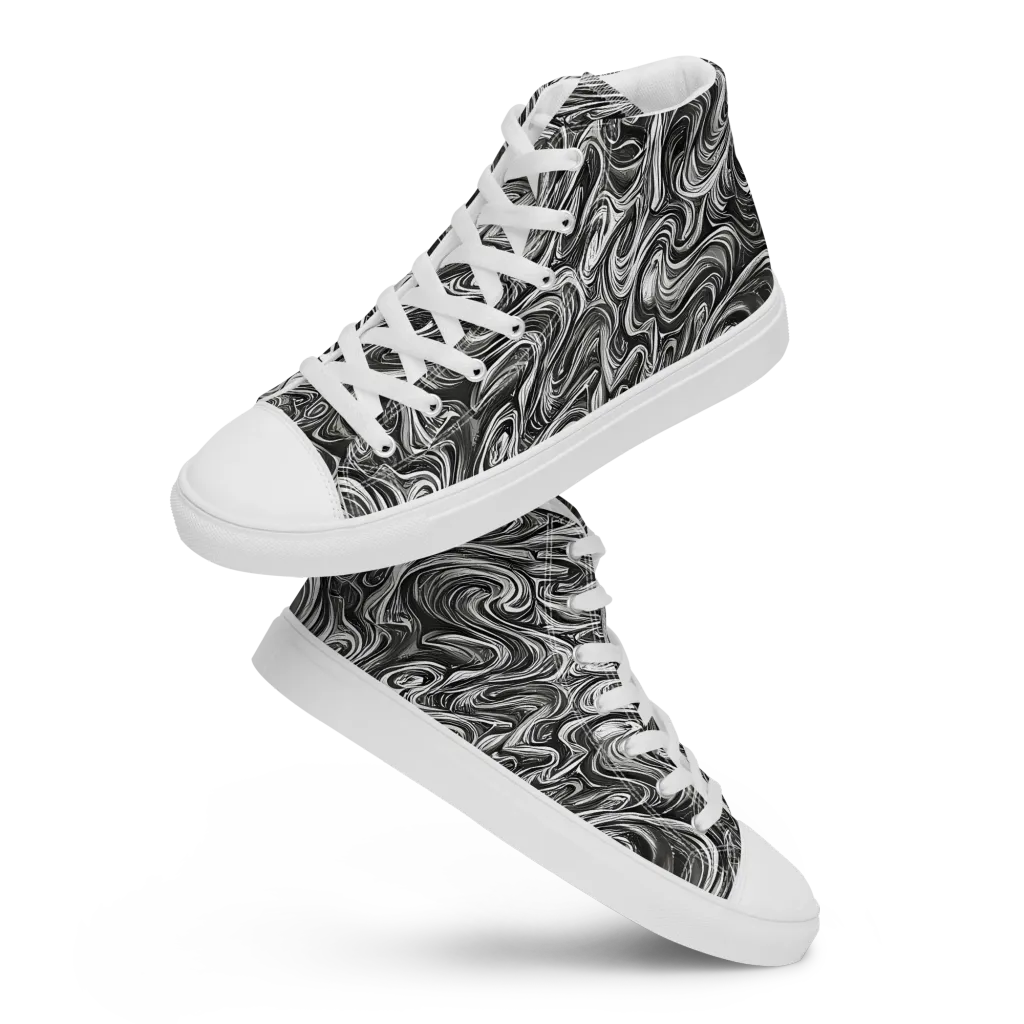 Noir Marble on Women's High Top Canvas Shoes — Front