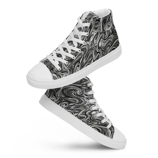 Noir Marble on a Women's High Top Canvas Shoes