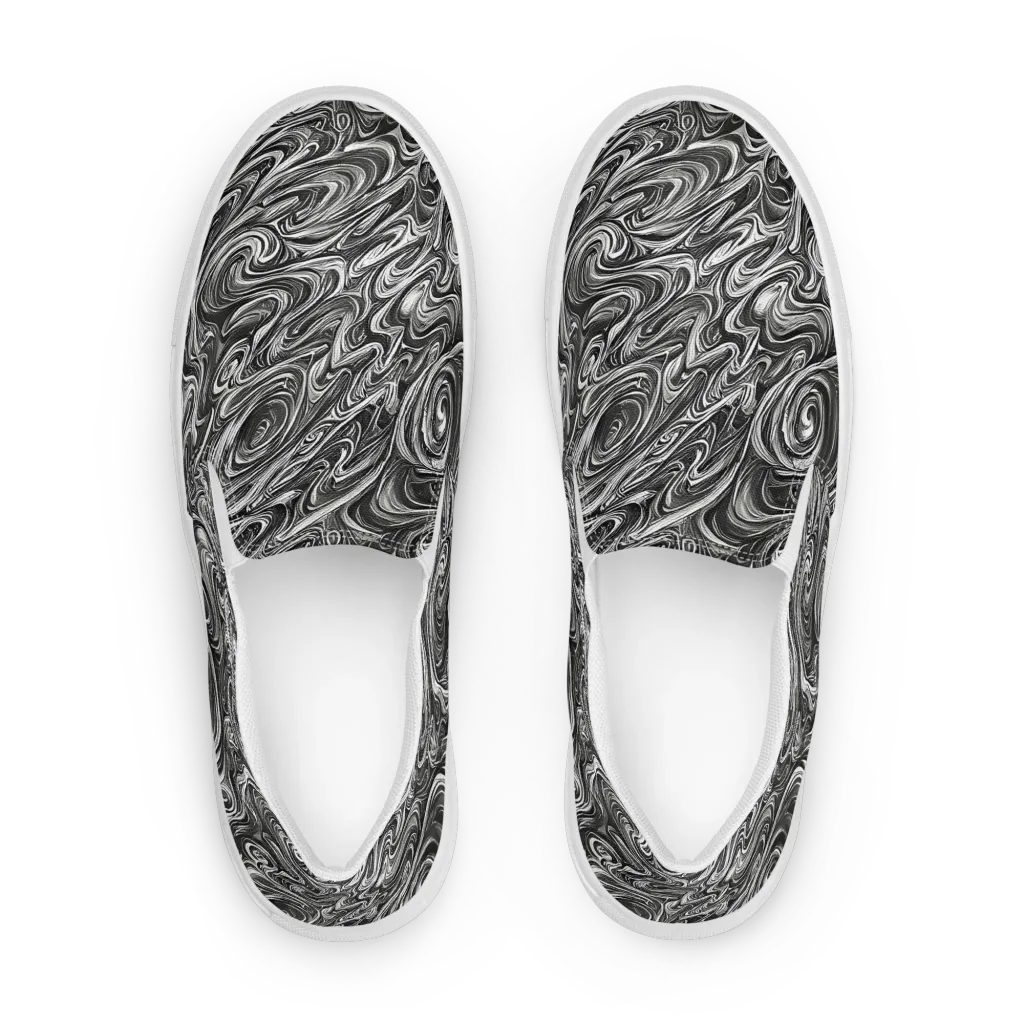 Noir Marble on Men's Slip-On Canvas Shoes — Front