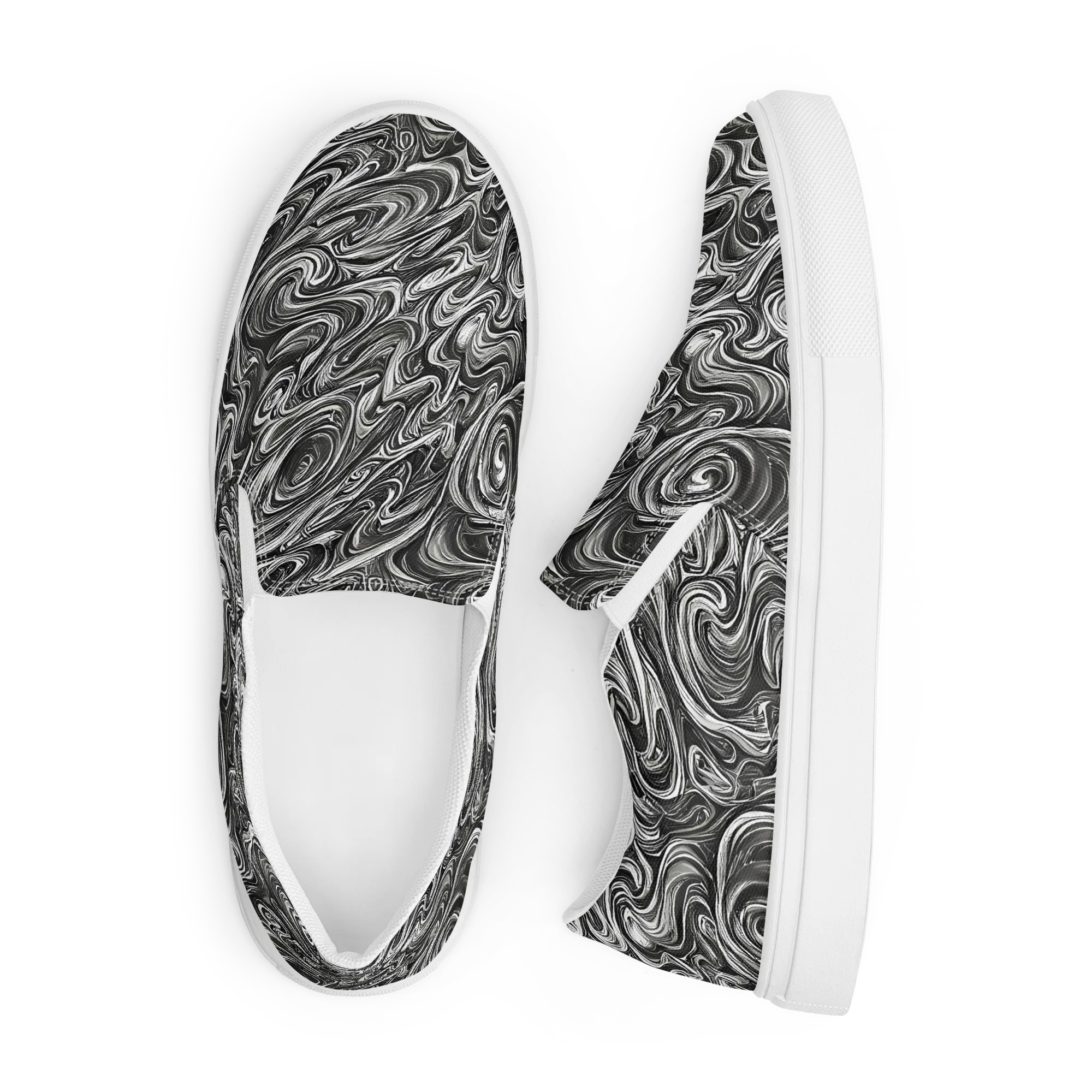Noir Marble on Men's Slip-On Canvas Shoes — Front