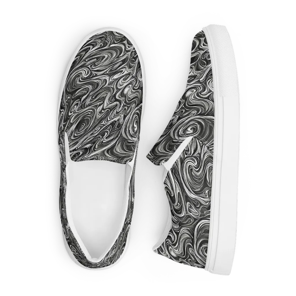Noir Marble on Men's Slip-On Canvas Shoes — Front
