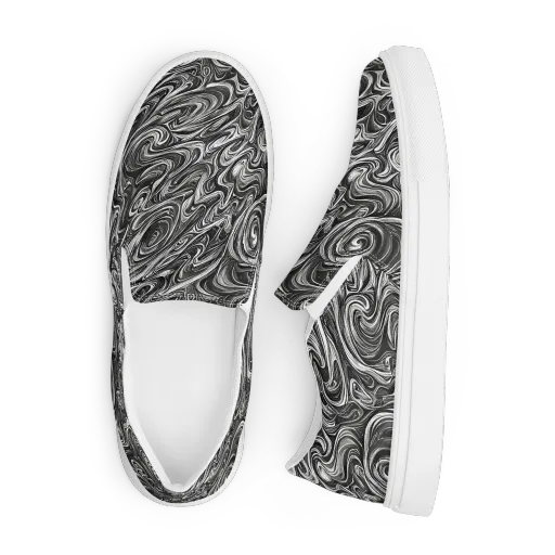 Noir Marble on a Men's Slip-On Canvas Shoes