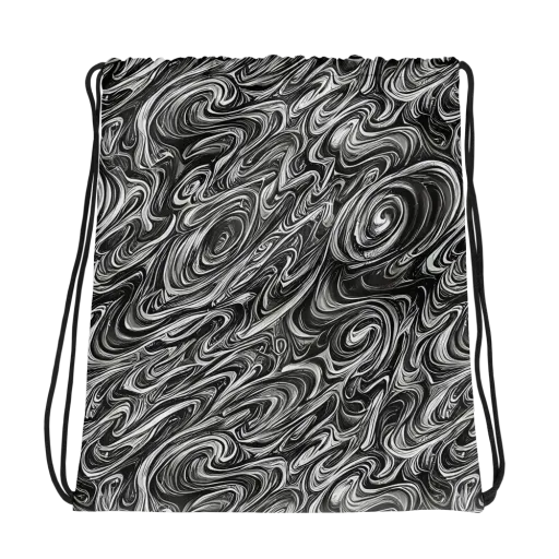 Noir Marble on a Drawstring Bag