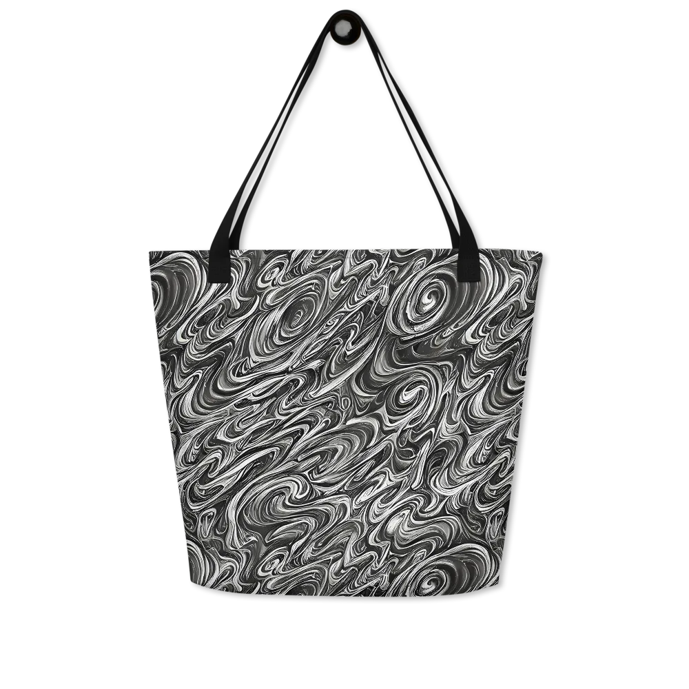 Noir Marble on Large Tote Bag W/ Pocket — Front
