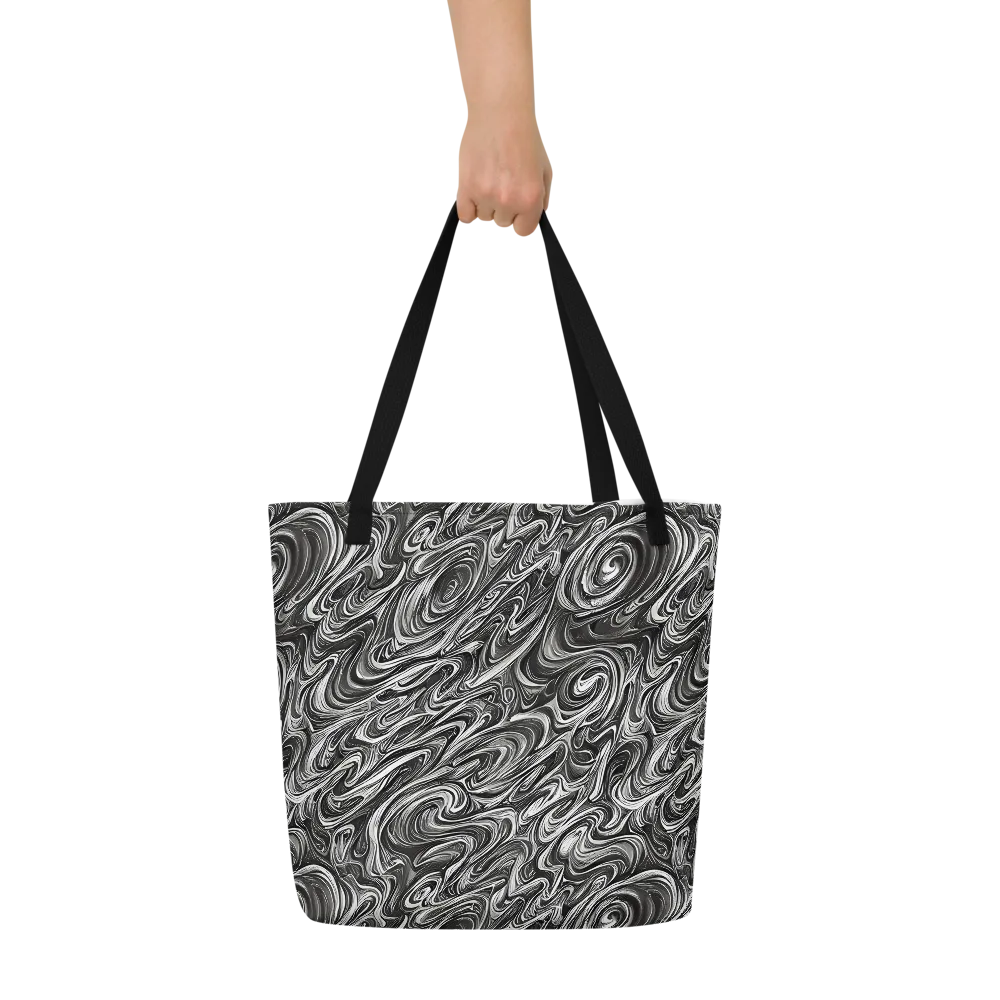 Noir Marble on Large Tote Bag W/ Pocket — Front