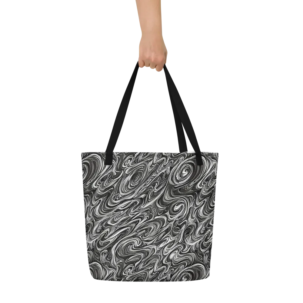 Noir Marble on Large Tote Bag W/ Pocket — Front