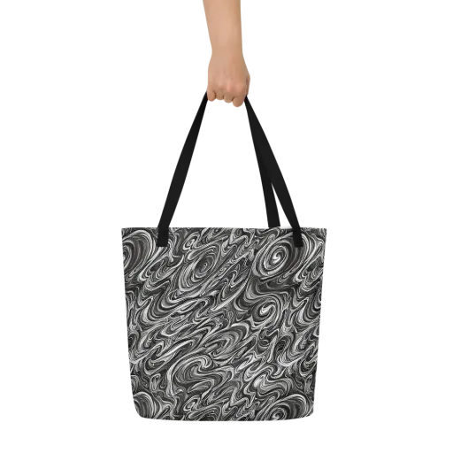 Noir Marble on a Large Tote Bag W/ Pocket