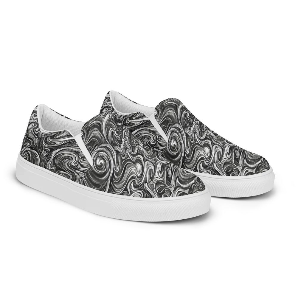 Noir Marble on Women's Slip-On Canvas Shoes — Right Front