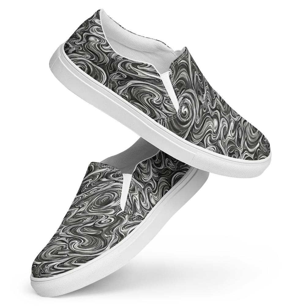 Noir Marble on Women's Slip-On Canvas Shoes — Front